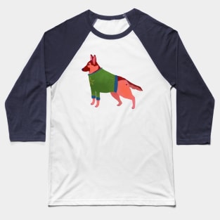 German Shepherd in a fancy, festive sweater Baseball T-Shirt